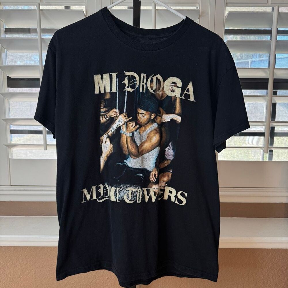 Myke Towers Young Kingz Mi Droga Song Title Black Shirt Size Large Reggaeton